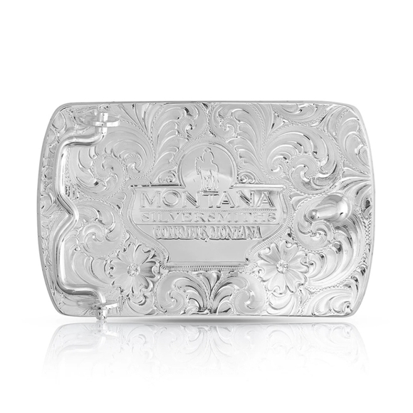 Montana Silversmiths Fine Silver Champion Team Roper Belt Buckle NEW Retail $130 - Picture 2 of 9